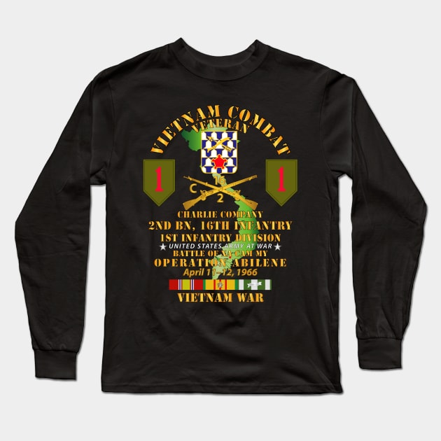 Charlie Co 2nd Bn 16th Inf - 1st ID - Operation Abeline w VN SVC Long Sleeve T-Shirt by twix123844